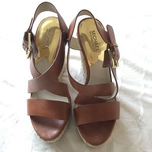 Michael Kors leather strappy wedge sandals